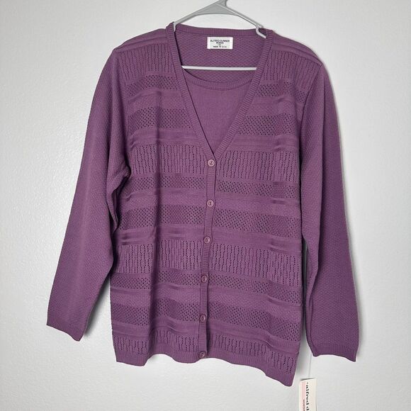 Alfred Dunner Vintag Women Green Cardigan Style Sweater Dual Layer Plus Size 1X - Picture 1 of 14